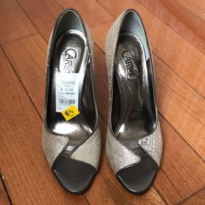 Carlos Santana peep toe height heels shoes